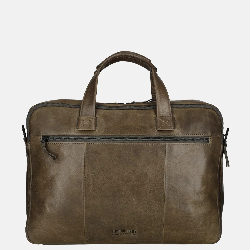 Leonhard Heyden Porto laptoptas 15 inch grey brown bij Duifhuizen